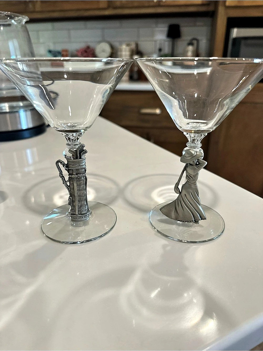 Moderately rare martini glasses for the golfer enthusiasts! Pewter golf bag and